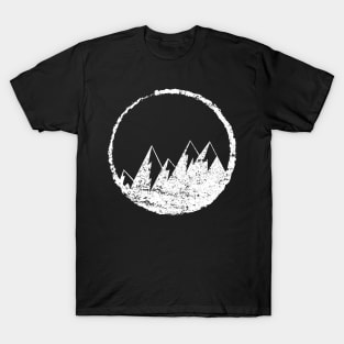 Mountains Distressed Grunge Icon Symbol T-Shirt